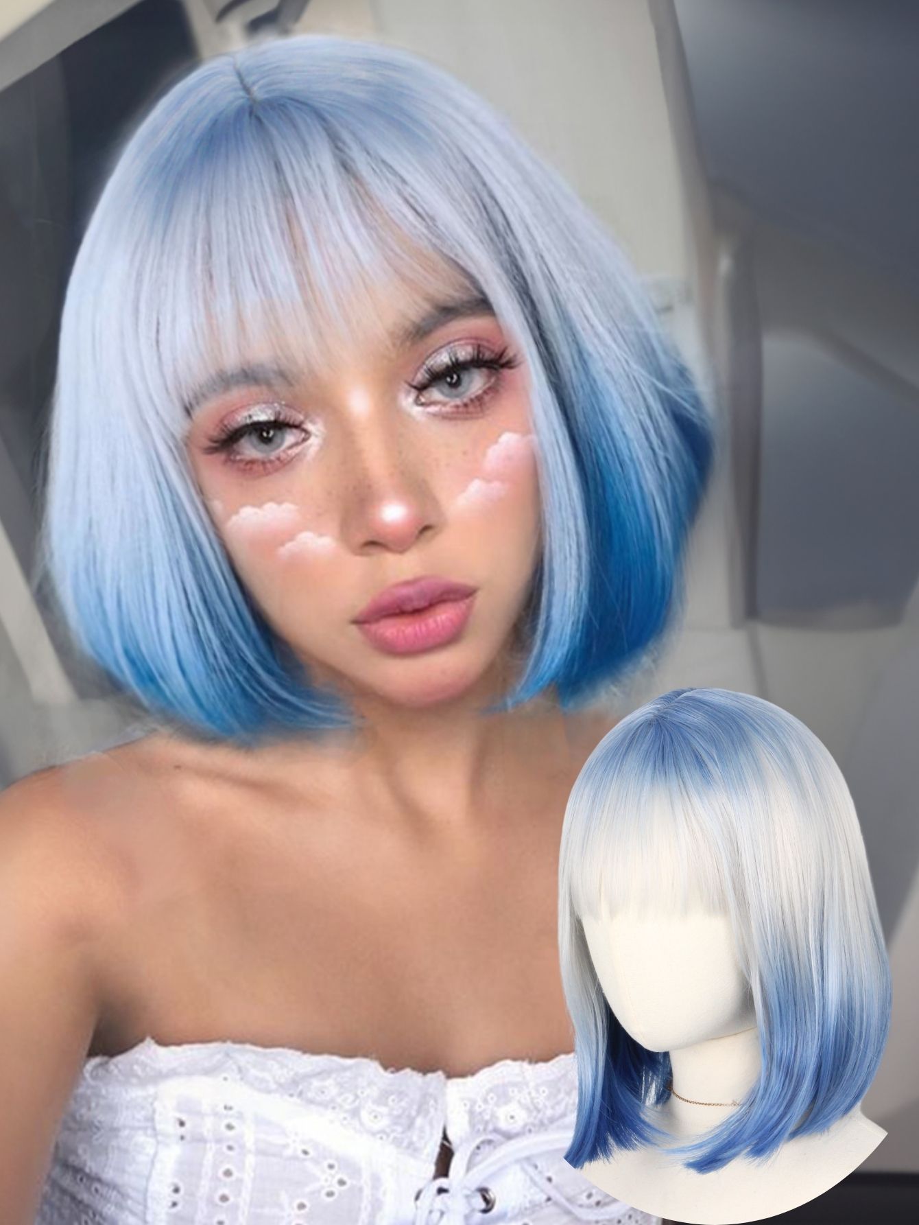 Blue and White Gradient Short  - مراجعة Korean Lifestyle & Kids Boutique Photos وسعره