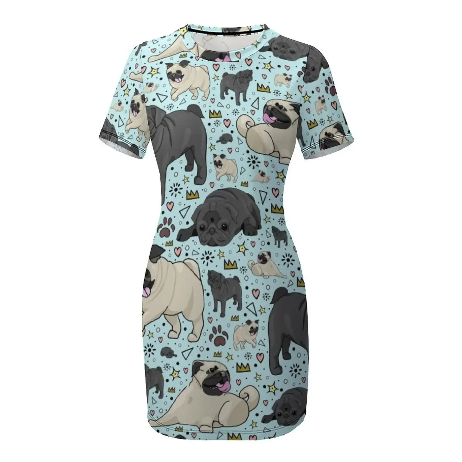 Pug Life Short-Sleeved Dress b - مراجعة Korean Lifestyle Trends وسعره
