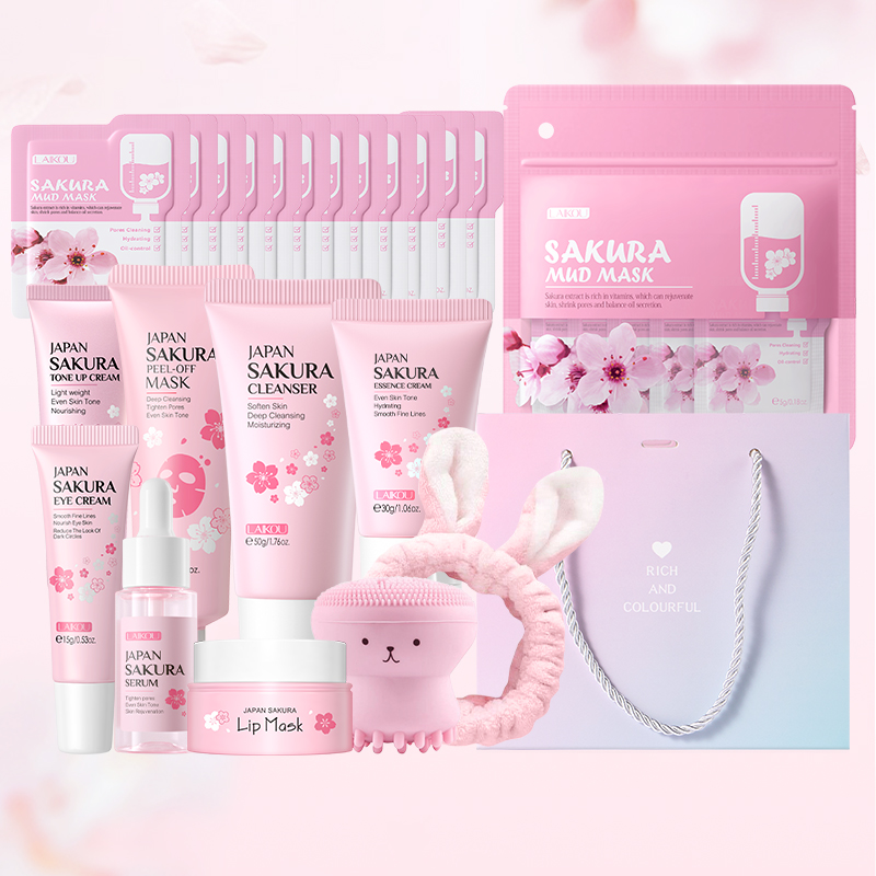 LAIKOU Japan Sakura Skincare S - مراجعة Korean Skincare Routine وسعره
