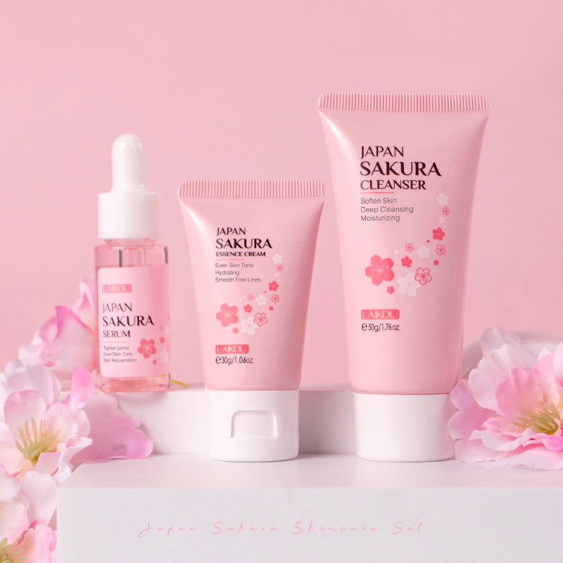 LAIKOU Japan Sakura Skincare S - مراجعة Korean Skincare Routine وسعره