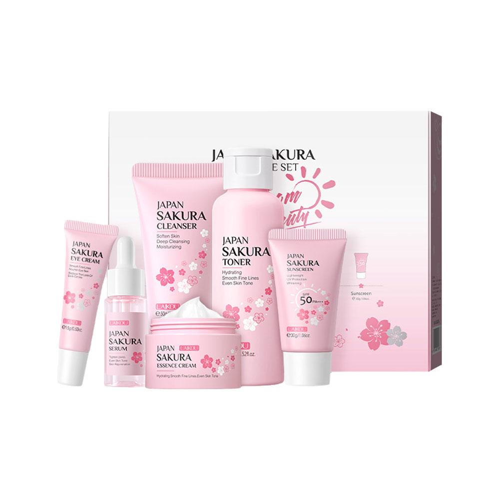 6pcs Sakura Skin Care Set Hydr - مراجعة Korean Skincare Routine وسعره