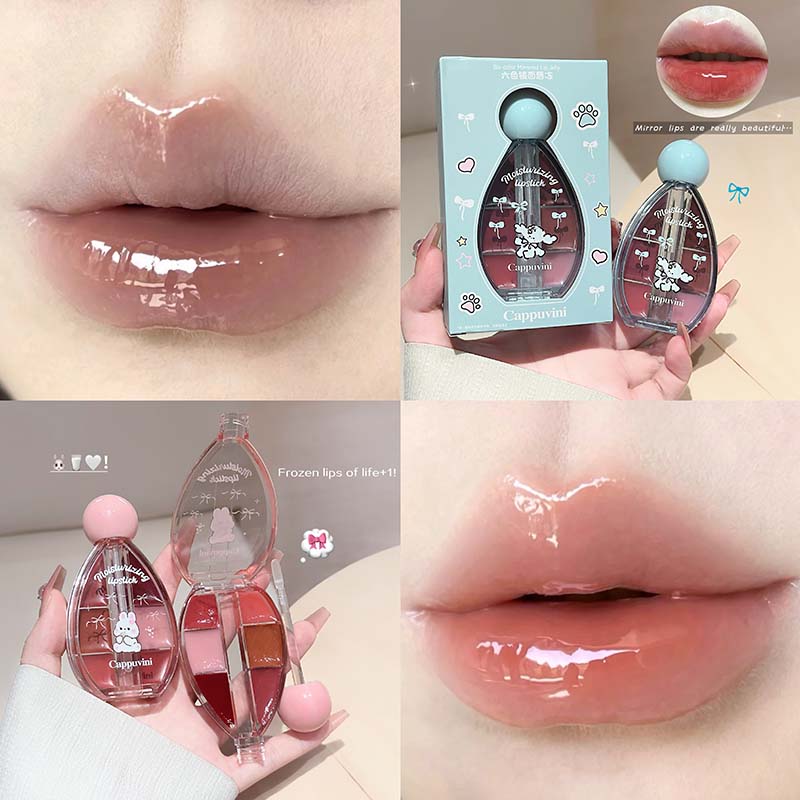 6 Color Mirror Lip Gloss Palet - مراجعة Lip Tint Korean وسعره