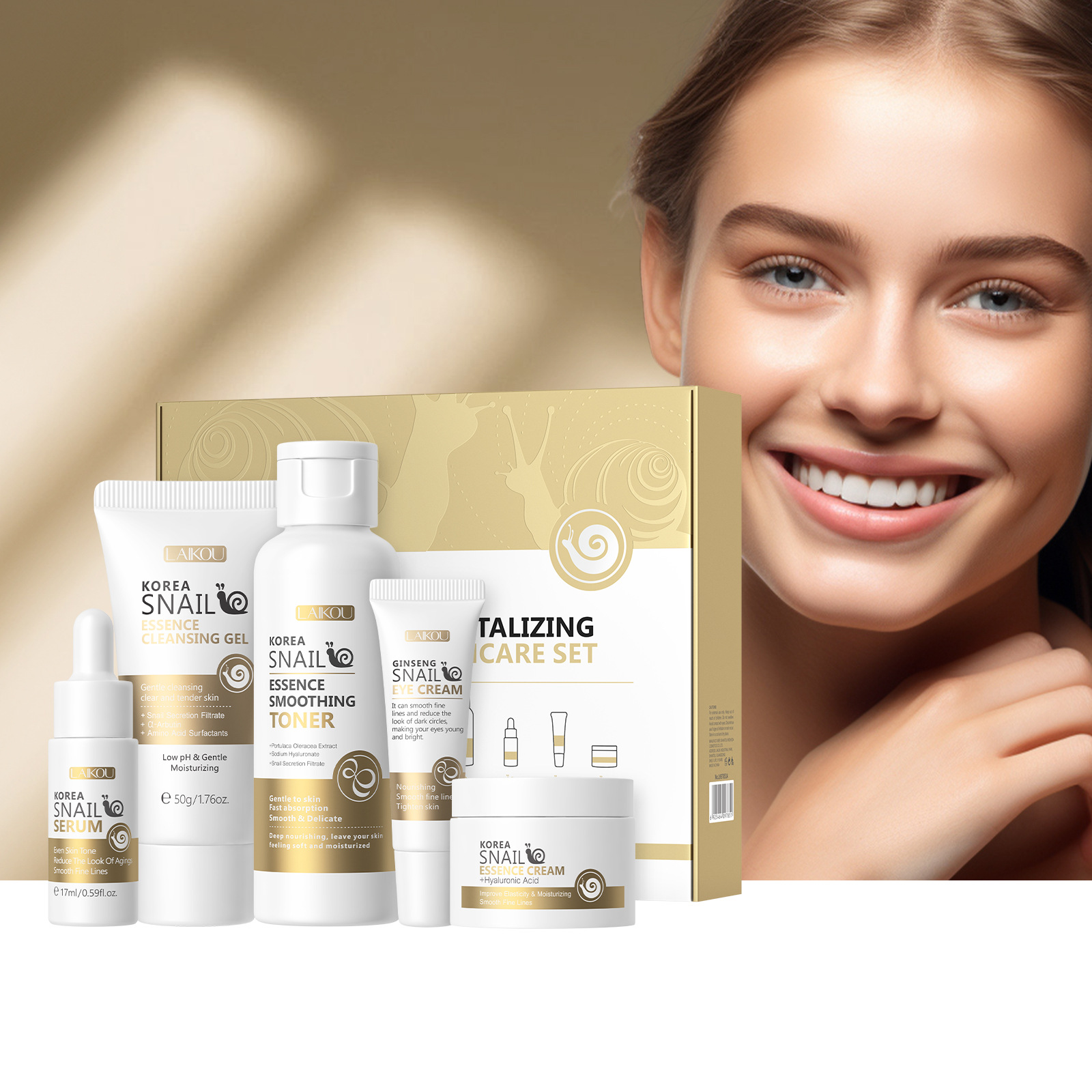 5pcs Boxed Korea Snail Skin Ca - مراجعة Korean Skincare Routine وسعره